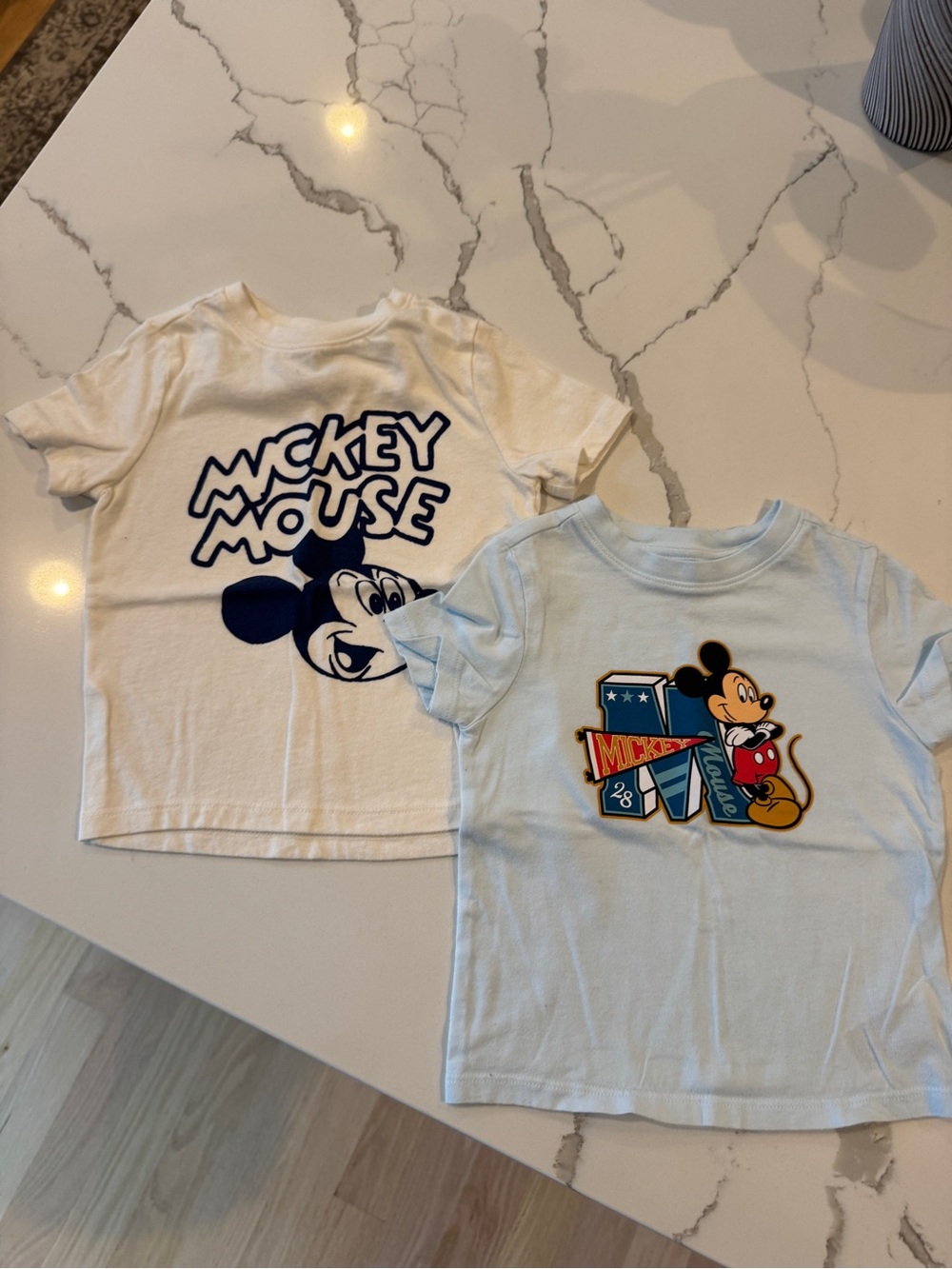 Old Navy Mickey Mouse Short Sleeve Tees - White & Light Blue